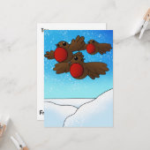 Carte Oiseaux Robin de Noël (Devant/Arrière en situation)
