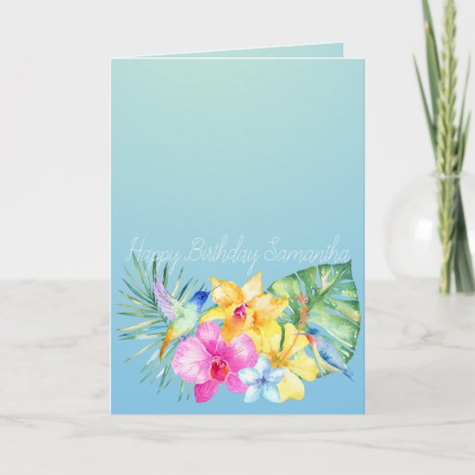 Carte Oiseaux tropicaux Ombre floral (Devant)