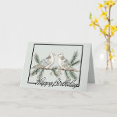 Carte Oiseaux verts rustiques (Fleur jaune)