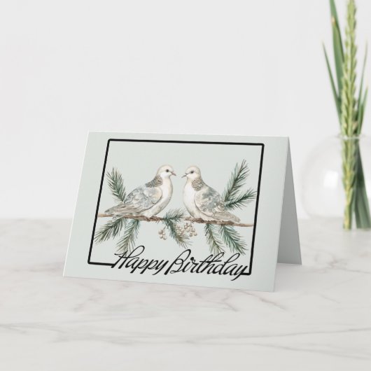 Carte Oiseaux verts rustiques (Devant)