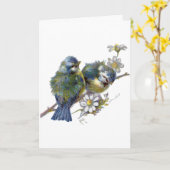 Carte Oiseaux vintages, anniversaire allemand (Fleur jaune)