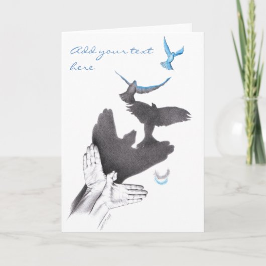 Carte Oiseaux volants à l'ombre de la main Illusion Art  (Devant)