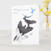 Carte Oiseaux volants à l'ombre de la main Illusion Art  (Fleur jaune)