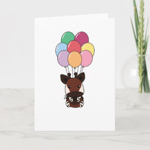 Carte Okapi S'Envole Avec Des Ballons Colorés