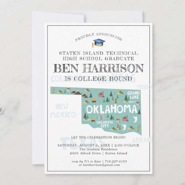 Carte Oklahoma | College Bound Graduation Party (Devant)