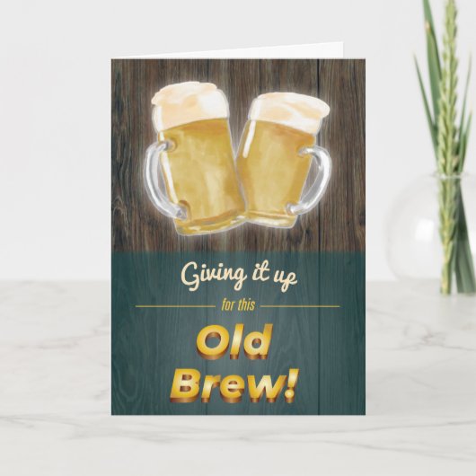 Carte "Old brew" Punny Beer Wood Birthday Card (Devant)