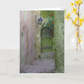 Carte Old Doorway dans une ancienne ruelle dans un ancie (Fleur jaune)