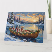 Carte Old English Sheepdog Christmas Boat Holiday (Devant)