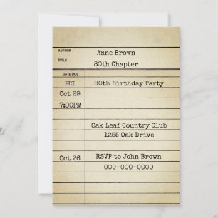 Carte Old Library 80th Birthday Party