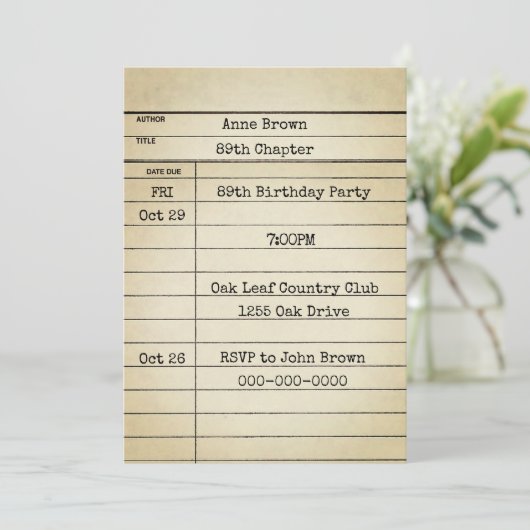 Carte Old Library 89th Birthday Party (Debout devant)