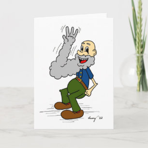 Carte Old Man Waving Beard Greeting Card