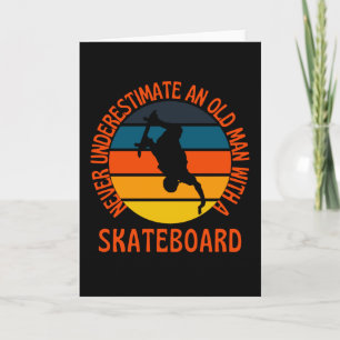 Carte Old Man With A Skateboard Retro Vintage