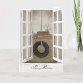 Carte old swing witn barn birthday (Devant)