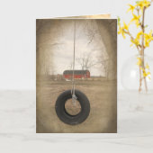 Carte old swing witn barn birthday (Fleur jaune)