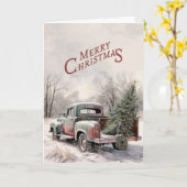 Carte Old Truck and Christmas Tree Greeting Card (Fleur jaune)