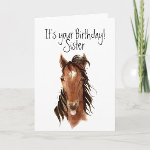 Carte Older Sister Birthday Horse Sticking out