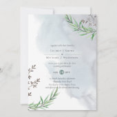 Carte Olive Feuille Mariage Dusty Blue Lemon (Devant)
