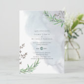 Carte Olive Feuille Mariage Dusty Blue Lemon (Debout devant)