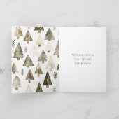 Carte Olive Green Noël Arbres Gold Parties scintillant C (Intérieur)