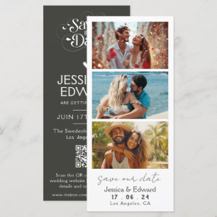 Carte Olive Noir Enregistrer La Date Photo Booth Qr Code
