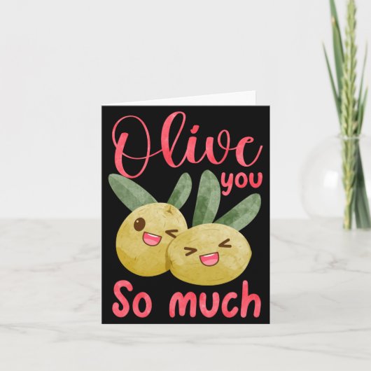 Carte Olive You So Much Funny Food Pun Baby  (Devant)