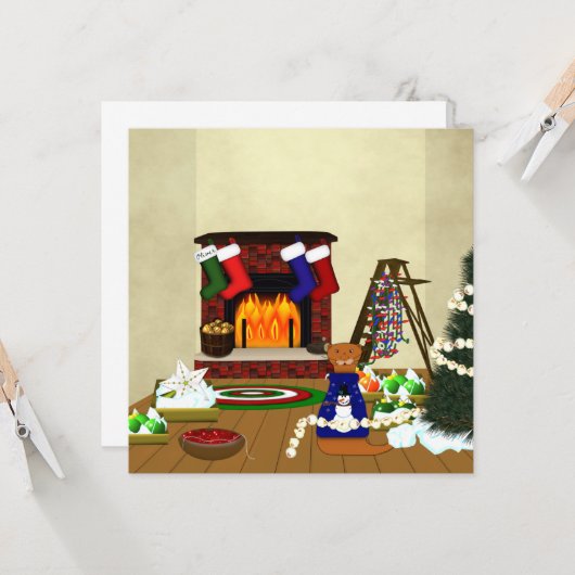 Carte Oliver décore pour Noël (Devant/Arrière en situation)