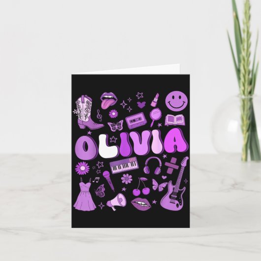 Carte Olivia First Name I Love Olivia Groovy 80's Girls  (Devant)