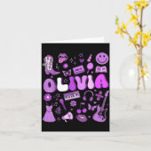 Carte Olivia First Name I Love Olivia Groovy 80's Girls  (Fleur jaune)