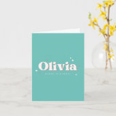 Carte Olivia Joyeux Anniversaire | Turquoise Clair (Fleur jaune)
