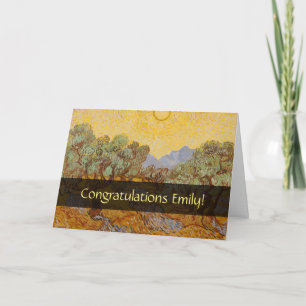 Carte Oliviers de Van Gogh Ciel Soleil Jaune