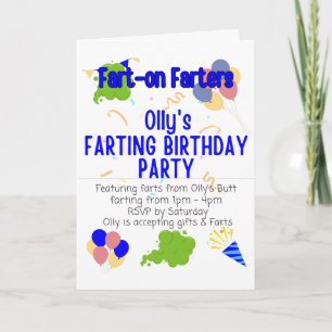 Carte Olly's Farting Birthday Party