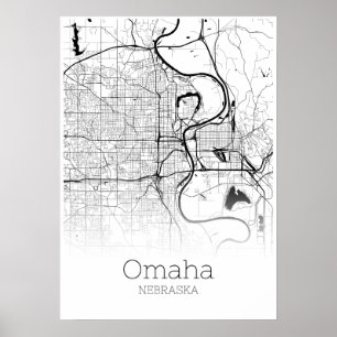 Carte Omaha - Nebraska - Poster de carte de ville