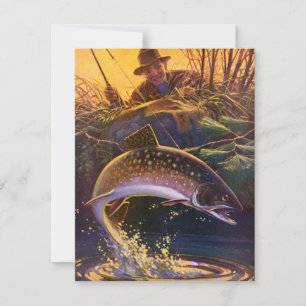 Carte Omble de fontaine pêcheur de poissons, pêche sport