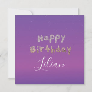 Carte Ombré lettrage à bulles pailleté Joyeux Anniversa