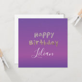 Carte Ombré Parties scintillant bulle Lettres Joyeux Ann (Devant/Arrière en situation)