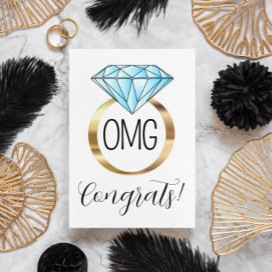 Carte OMG Félicitations Diamant Fiançailles Ring