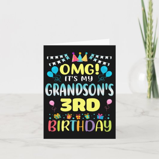Carte Omg Son My Grandsons 3e Anniversaire Sweet 3 Ans O (Devant)
