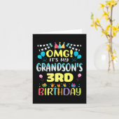 Carte Omg Son My Grandsons 3e Anniversaire Sweet 3 Ans O (Fleur jaune)