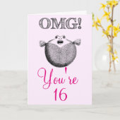 Carte OMG vous avez 16 ans. Anniversaire du bonbon 16 (Fleur jaune)