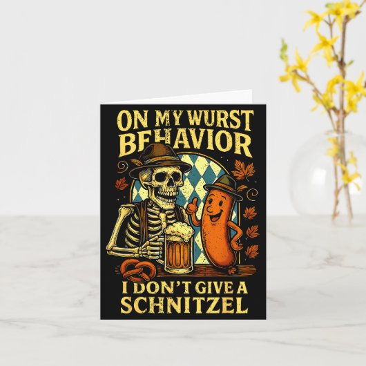 Carte On My Wurst Behavior Funny Skeleton And Dog (Fleur jaune)