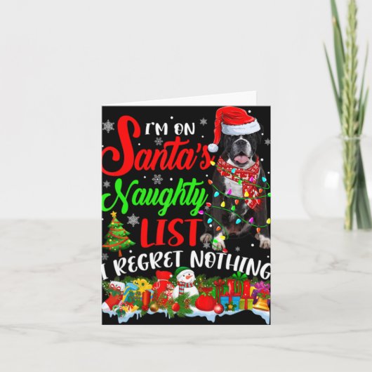 Carte On Santas Naughty List Xmas Boxer T Shirt (Devant)