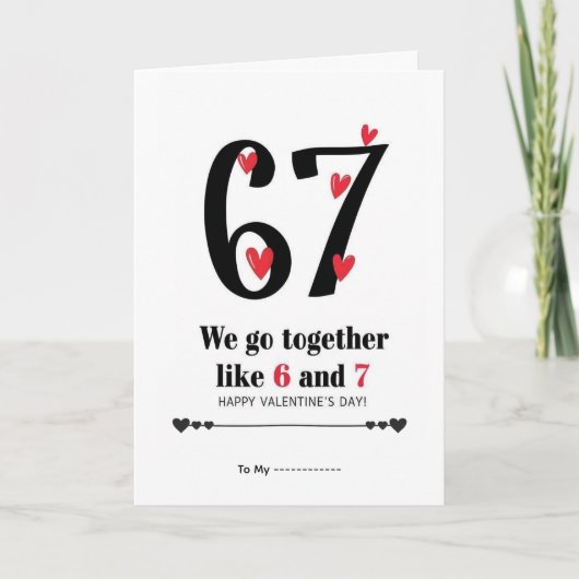 Carte On se complète comme 6 et 7, design pour la Saint- (Devant)