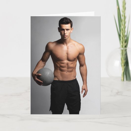 Carte On The Ball Hot Guy Greetings Card (Devant)