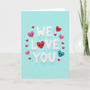 Carte « On vous aime » cœur rose