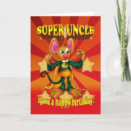 Carte Oncle Anniversaire - Super Oncle - Souris Av (Devant)