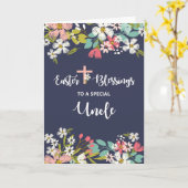 Carte Oncle Bénédiction de Pâques de fleurs Christ ressu (Fleur jaune)