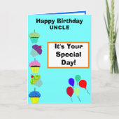 Carte Oncle Birthday Green Cupcake Tower PHOTO (Devant)