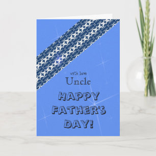 Carte Oncle - Bonne Fête des pères - Bleu/Étoiles/Motif