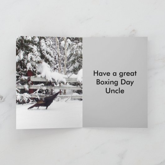 Carte Oncle Boxing Day Greeting-Wild Turkey in Snow Card (Intérieur)