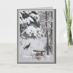 Carte Oncle Boxing Day Greeting-Wild Turkey in Snow Card